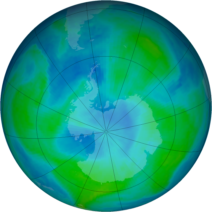 Antarctic ozone map for 16 February 1998